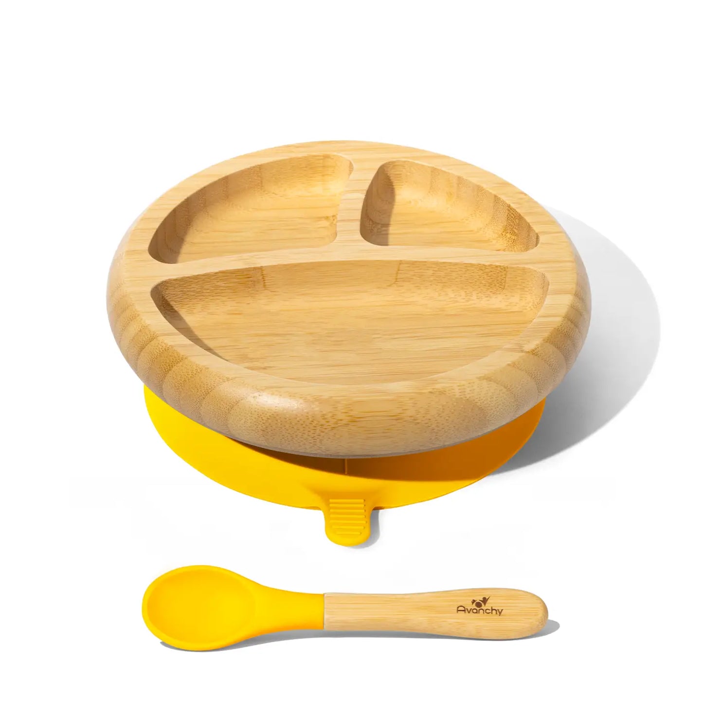 Avanchy - Bamboo Suction Baby DIVIDED Plate + Spoon