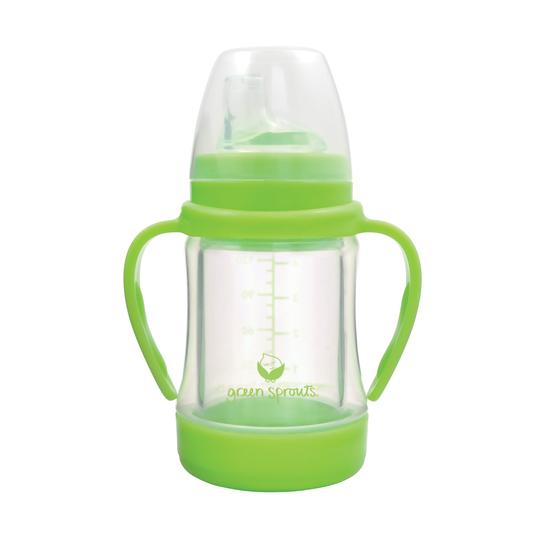 Green Sprouts - Sip and Straw Cup made from Glass