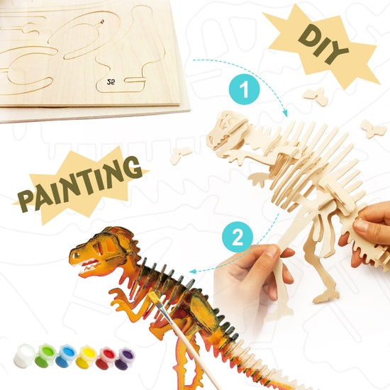 Hands Craft - 3D Wooden Puzzle Paint Kit: T-Rex