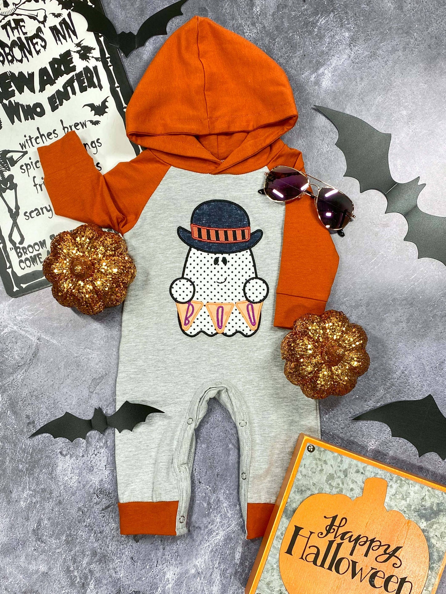 Boo! Boys Hooded Baby Romper: 6m