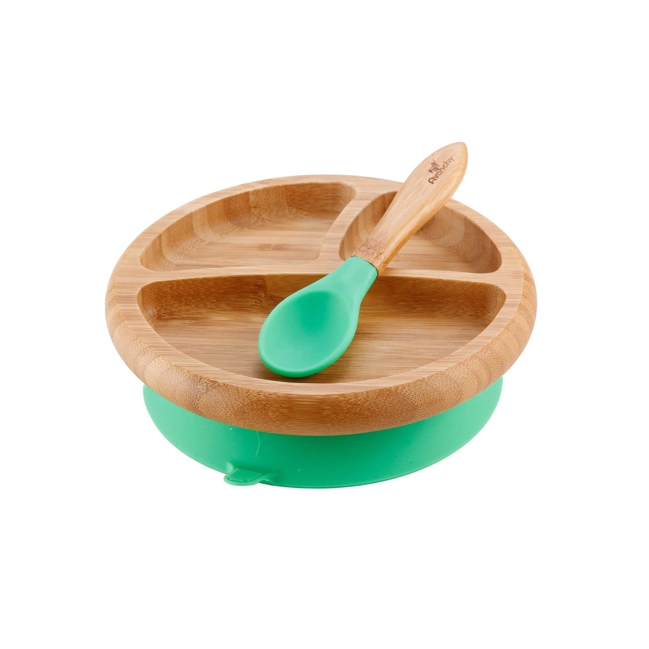 Avanchy - Bamboo Suction Baby DIVIDED Plate + Spoon