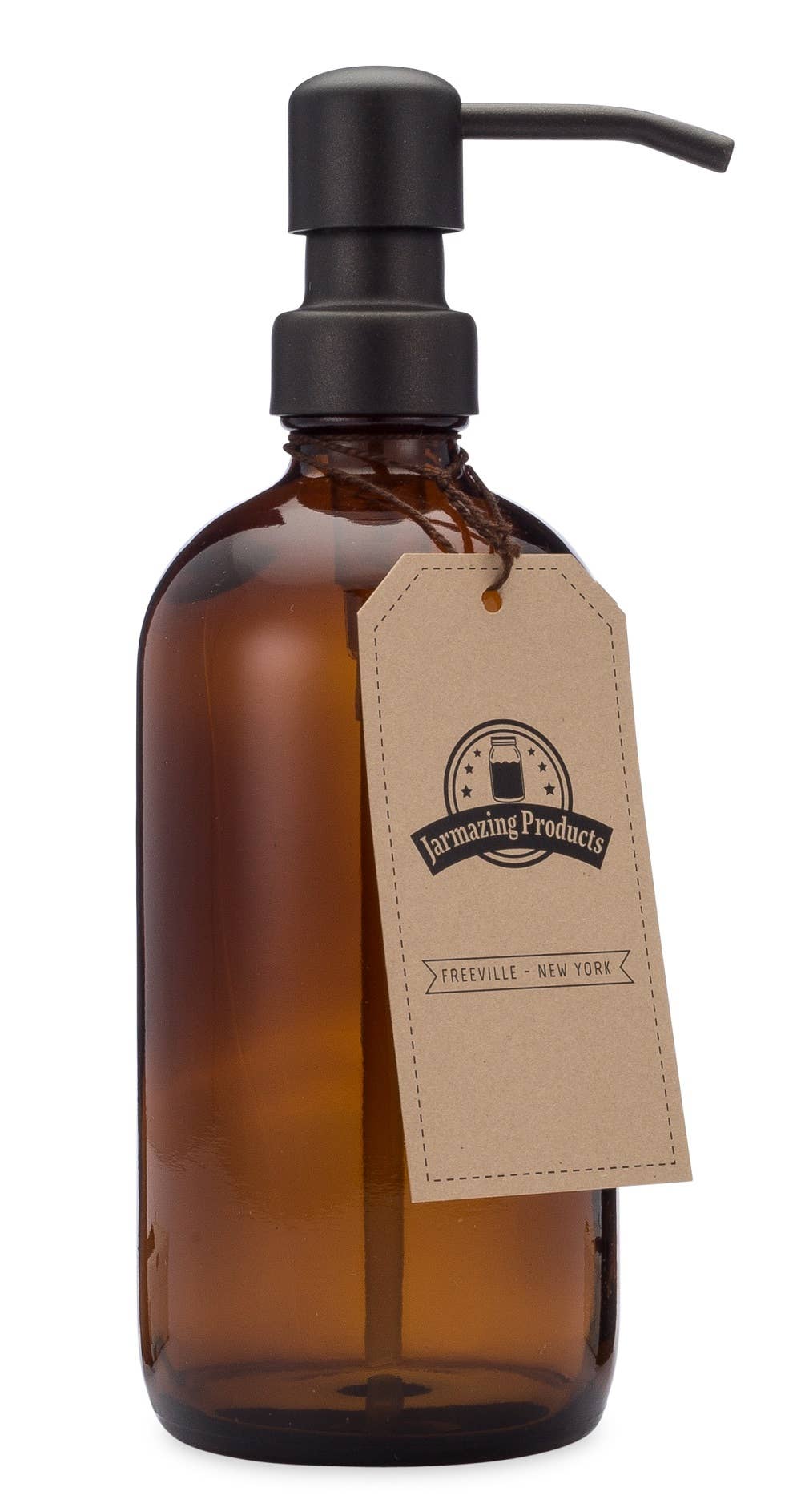 Jarmazing Products - Amber Glass 16oz Bottle Soap and Lotion Dispenser - Black