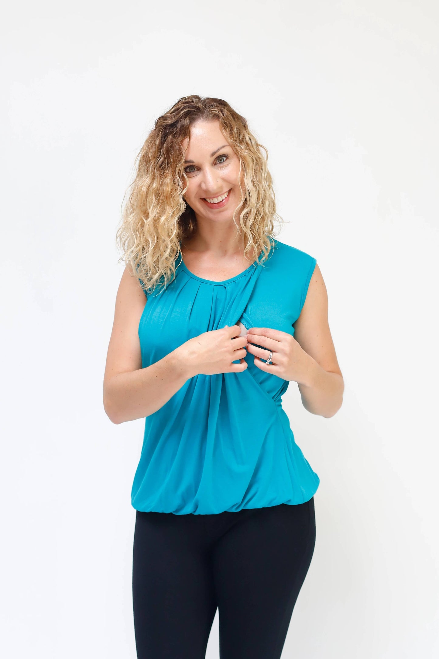 MamaWear Nursing Apparel: Pleated Nursing Top - Sleeveless