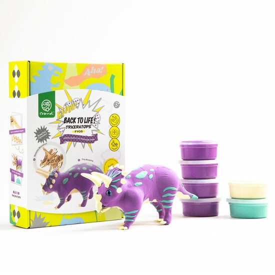 Hands Craft - DIY Wood and Clay Model Triceratops