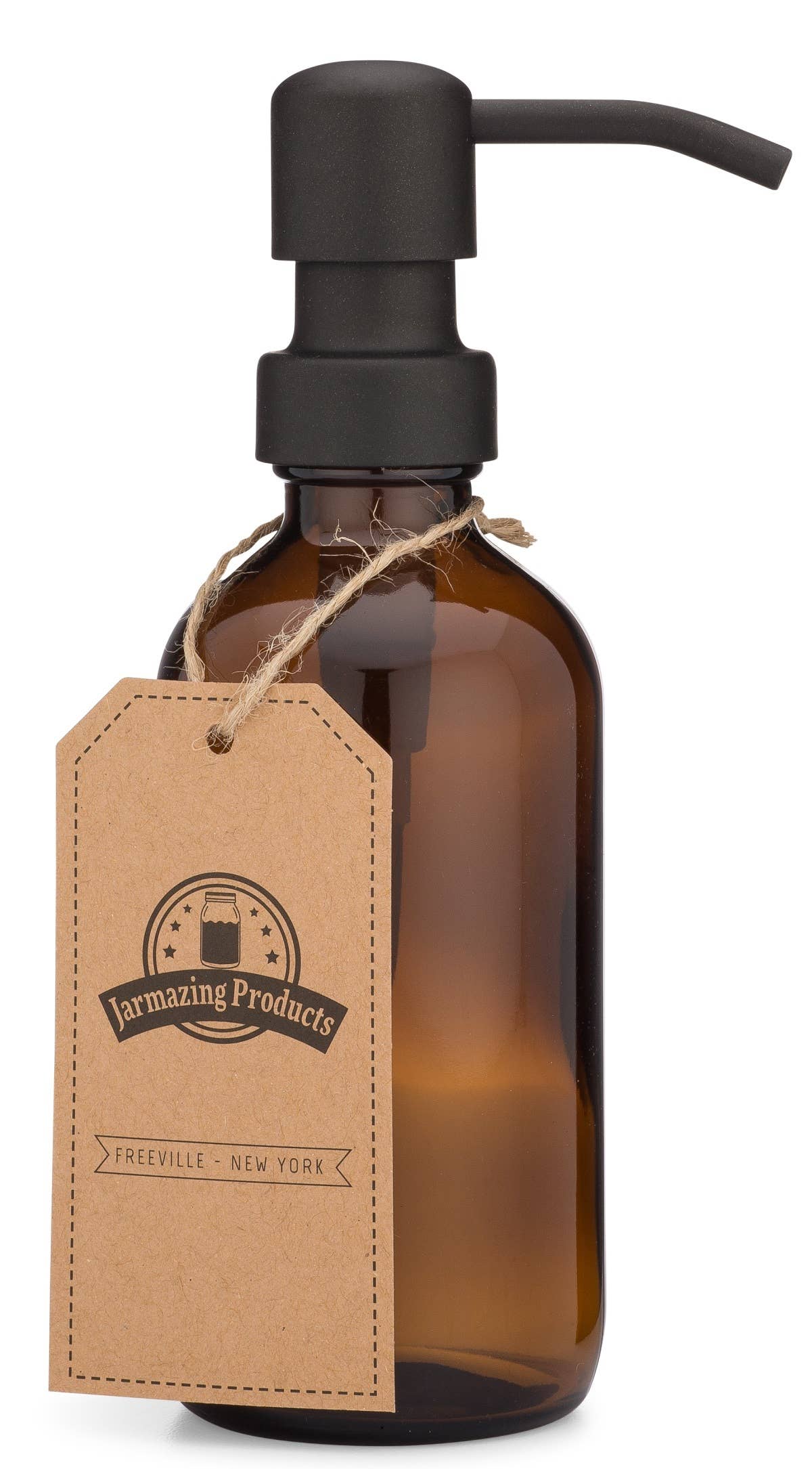 Jarmazing Products - Amber Glass 8oz bottle Soap and Lotion Dispenser - Black