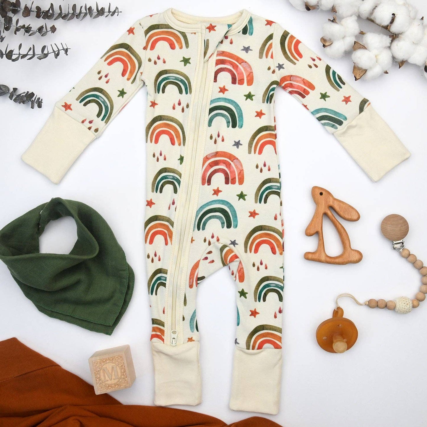 Organic Cotton Baby Pjs 2-Way Zipper Sleeper - Preemie