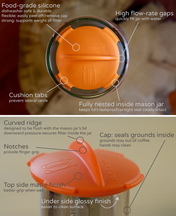 Rumble Jar: Half gallon size (64oz), filter-only (no Mason jar included)