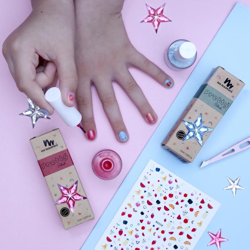 No Nasties Water-Based Pretty Polish Trio With Nail Stickers