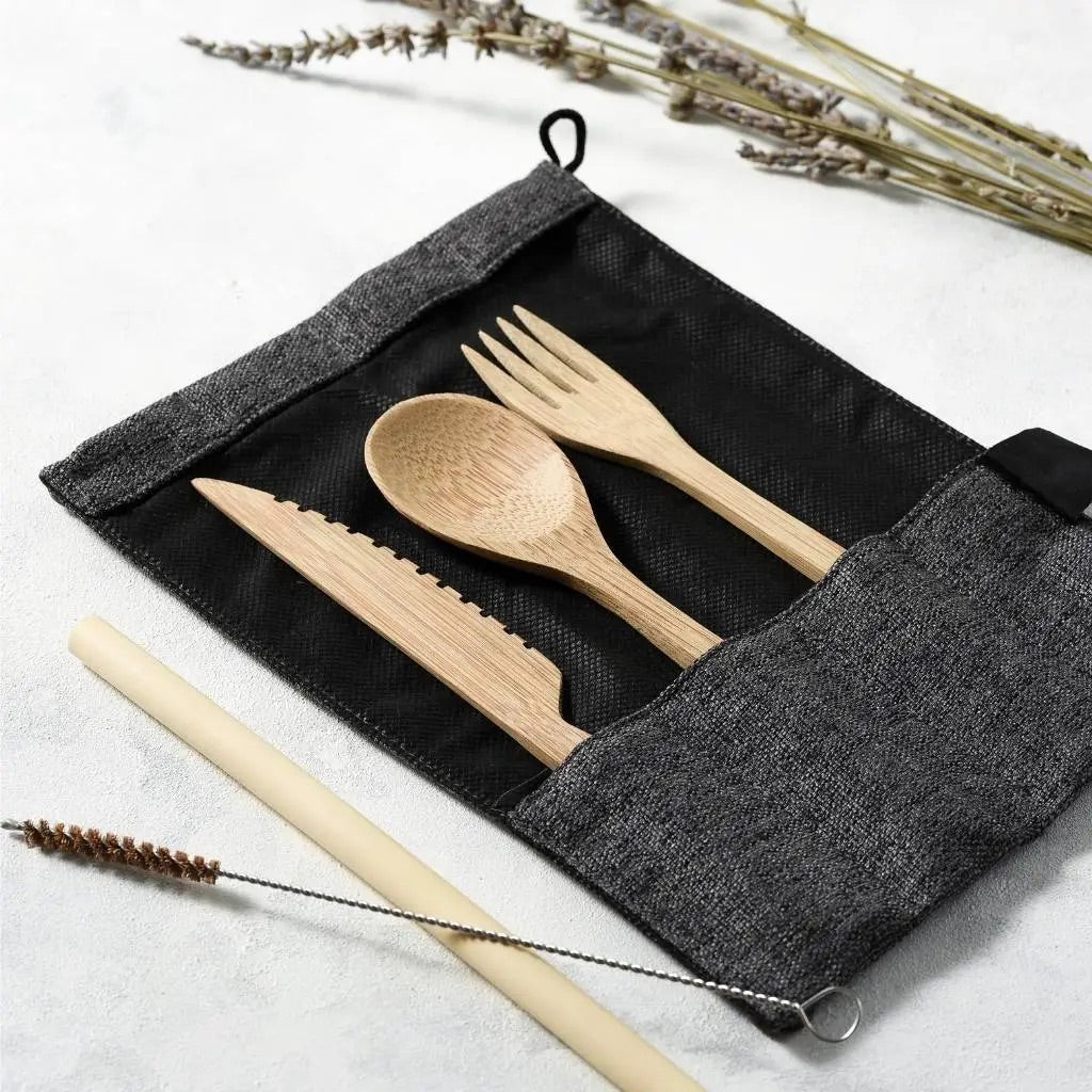Jungle Culture - Reusable Bamboo Cutlery Set - Handmade & Eco-friendly Pack