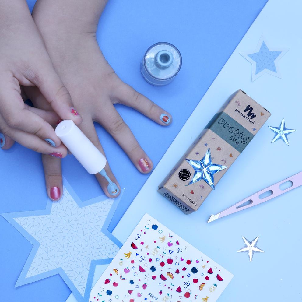 No Nasties Water-Based Pretty Polish Trio With Nail Stickers
