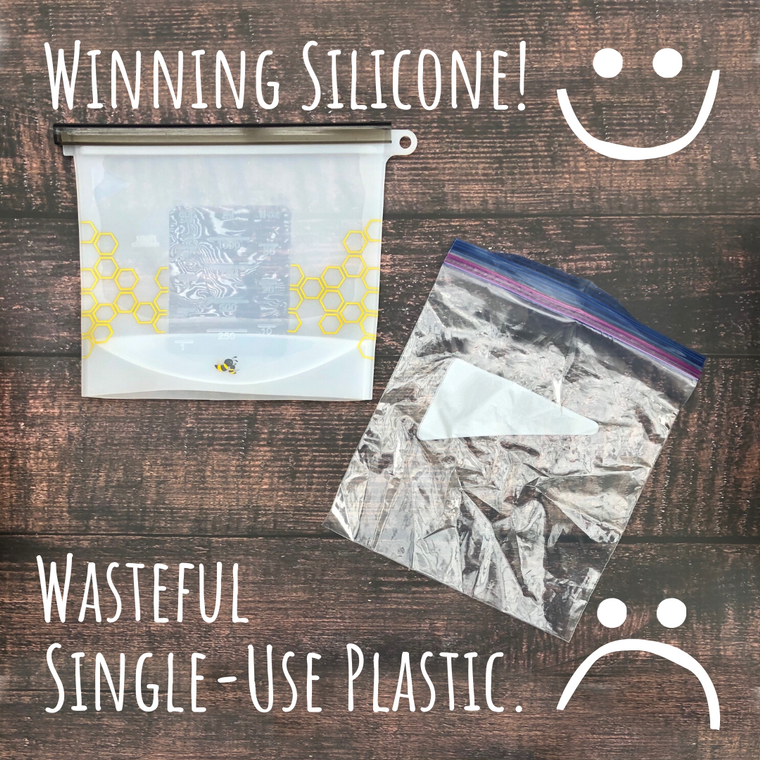Reusable Silicone Food Storage Bags: 1.5 Quart Size (2-Pack Set)