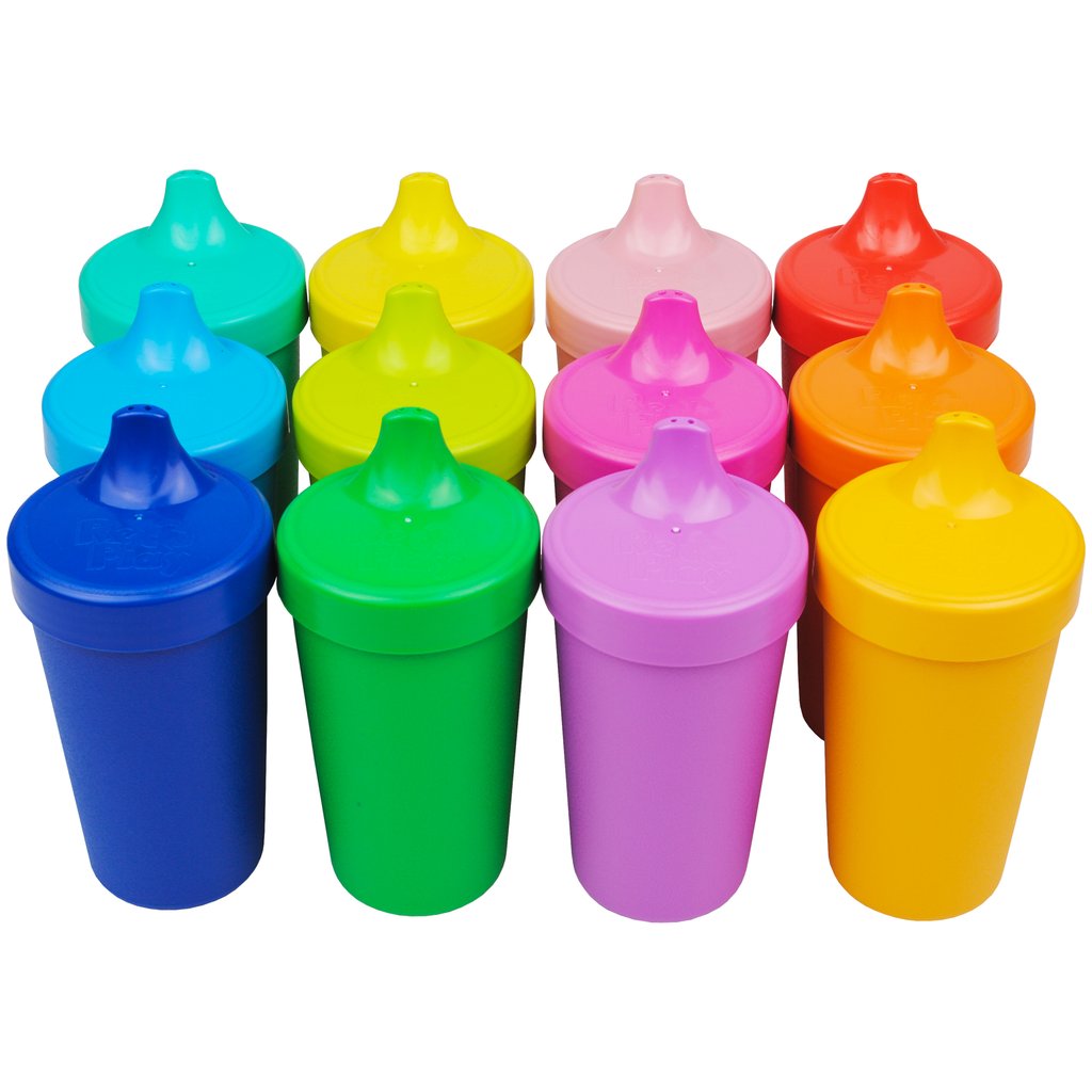 Re-Play Silicone Sippy Cups for Toddlers, 8 oz Kids Cups No Spill Cup Grey  