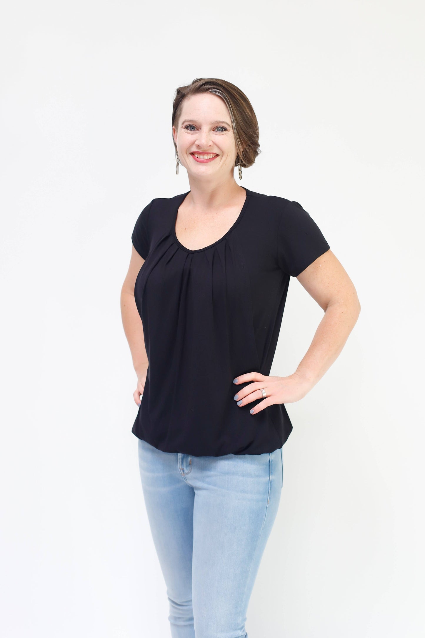 MamaWear Nursing Apparel: Pleated Nursing Top - Short Sleeve