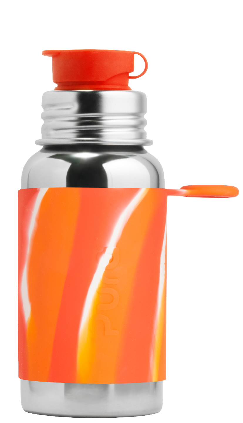 Pura Stainless - Big Mouth® Sport 18oz Bottle With Orange Swirl Sleeve