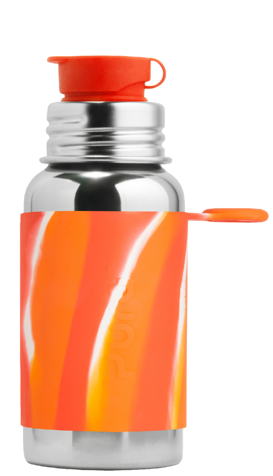 Pura Stainless - Big Mouth® Sport 18oz Bottle With Orange Swirl Sleeve