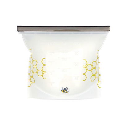 Big Bee Little Bee  - Reusable Silicone Food Storage Bags: Quart Size (2-Pack Set)