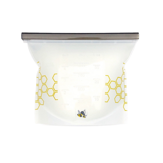 Big Bee Little Bee  - Reusable Silicone Food Storage Bags: Quart Size (2-Pack Set)