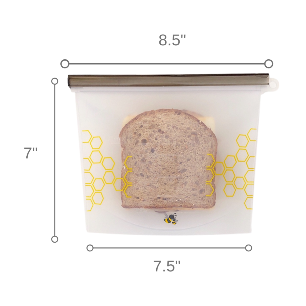 Big Bee Little Bee  - Reusable Silicone Food Storage Bags: Quart Size (2-Pack Set)