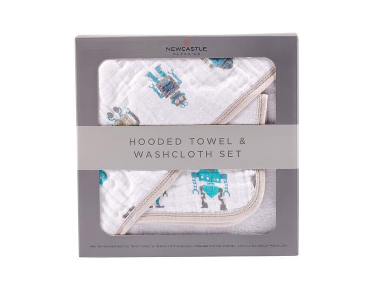 Newcastle Classics - Robot Hooded Towel and Washcloth Set