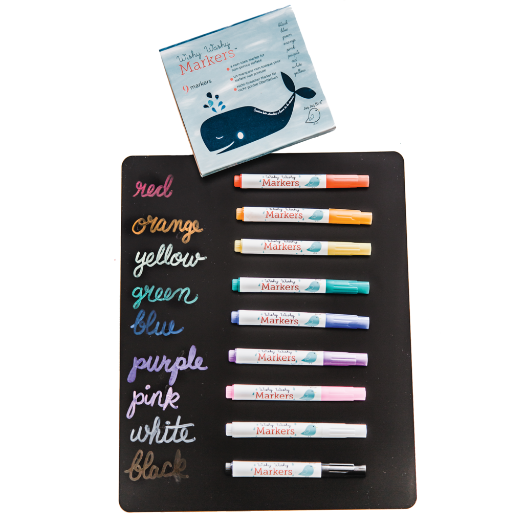 Jaq Jaq Bird - WISHY WASHY MARKERS - 9PK ASSORTED COLORS
