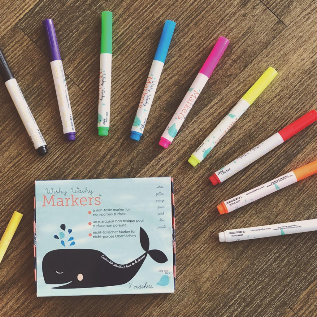 Jaq Jaq Bird - WISHY WASHY MARKERS - 9PK ASSORTED COLORS