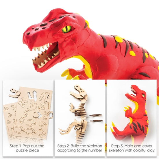 Hands Craft -T-Rex DIY Wood and Clay Model