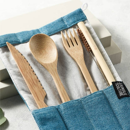 Jungle Culture - Reusable Bamboo Cutlery Set - Handmade & Eco-friendly Pack