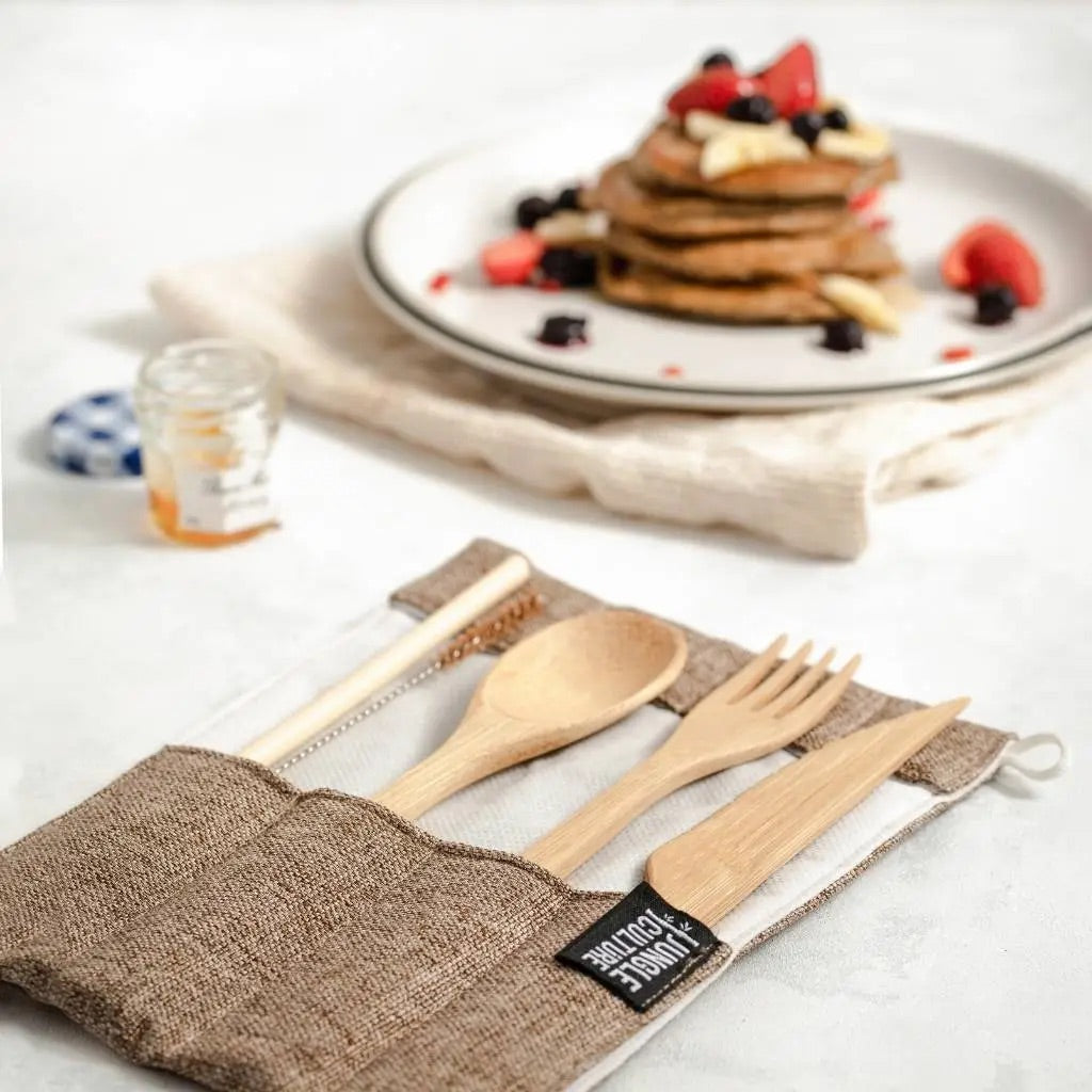 Jungle Culture - Reusable Bamboo Cutlery Set - Handmade & Eco-friendly Pack