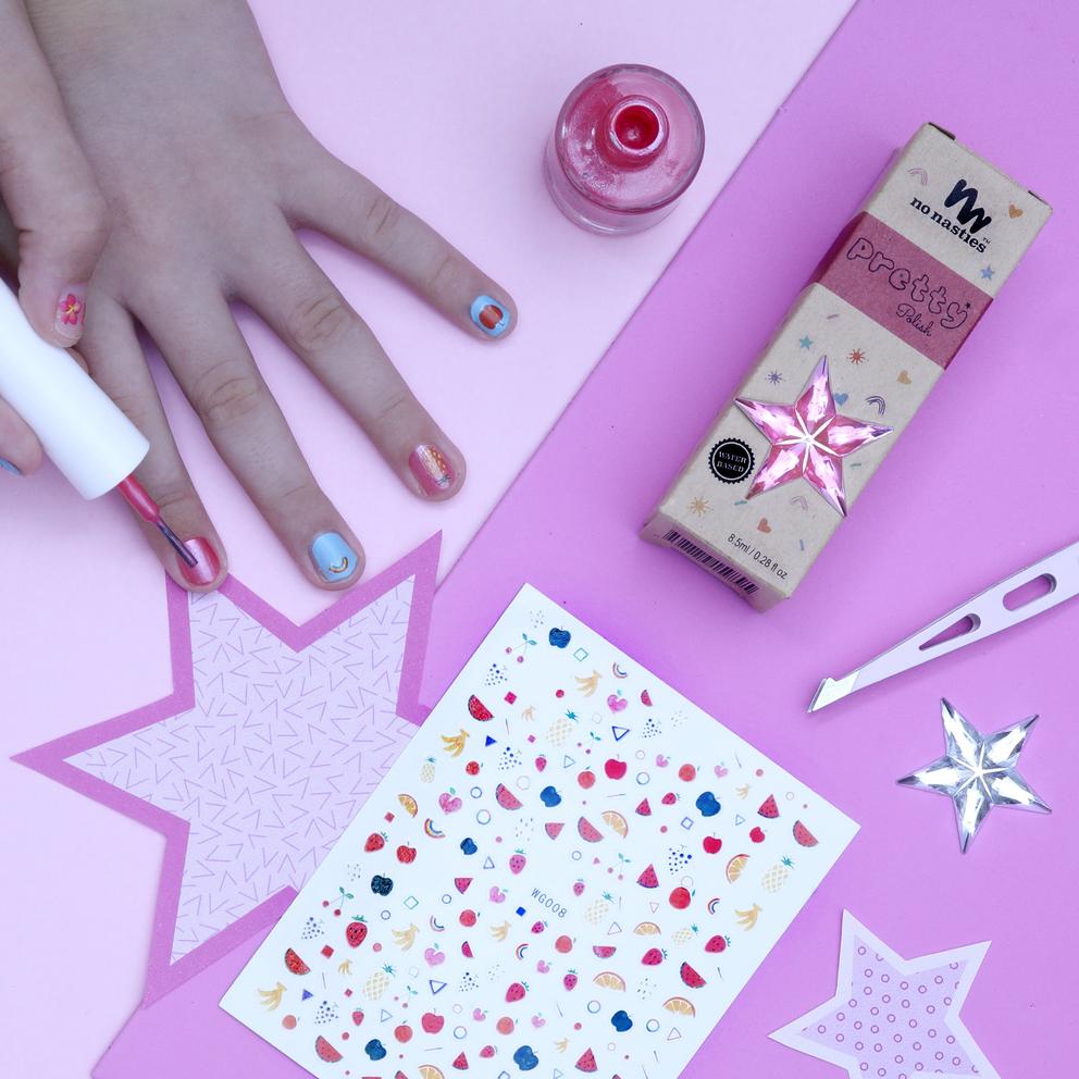 No Nasties Water-Based Pretty Polish Trio With Nail Stickers