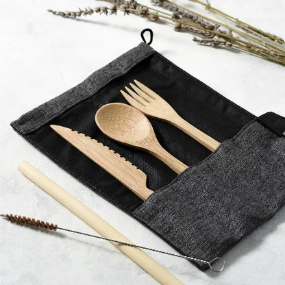 Jungle Culture - Reusable Bamboo Cutlery Set - Handmade & Eco-friendly Pack