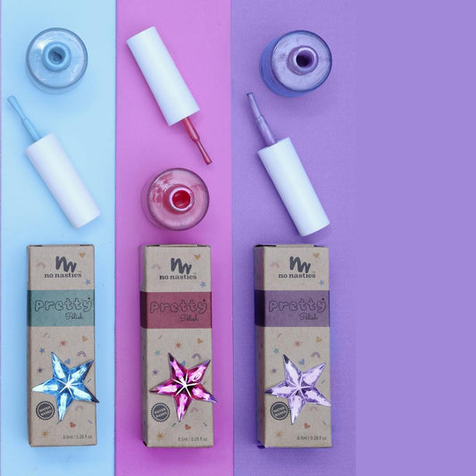 No Nasties Water-Based Pretty Polish Trio With Nail Stickers