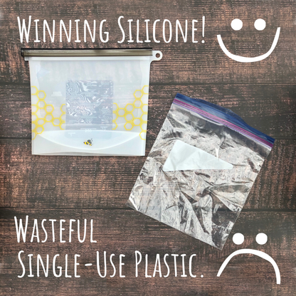 Reusable Silicone Food Storage Bags: 1.5 Quart Size (2-Pack Set)