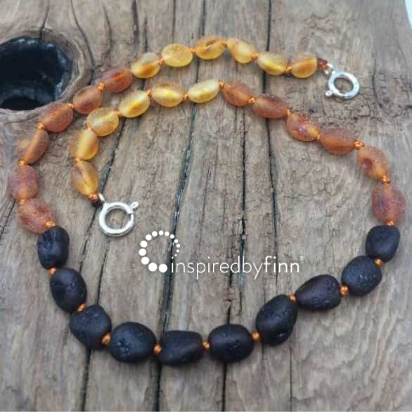 Inspired by Finn - NEW!11" Baltic Amber Anklet, Adjustable Unpolished Tri-Color
